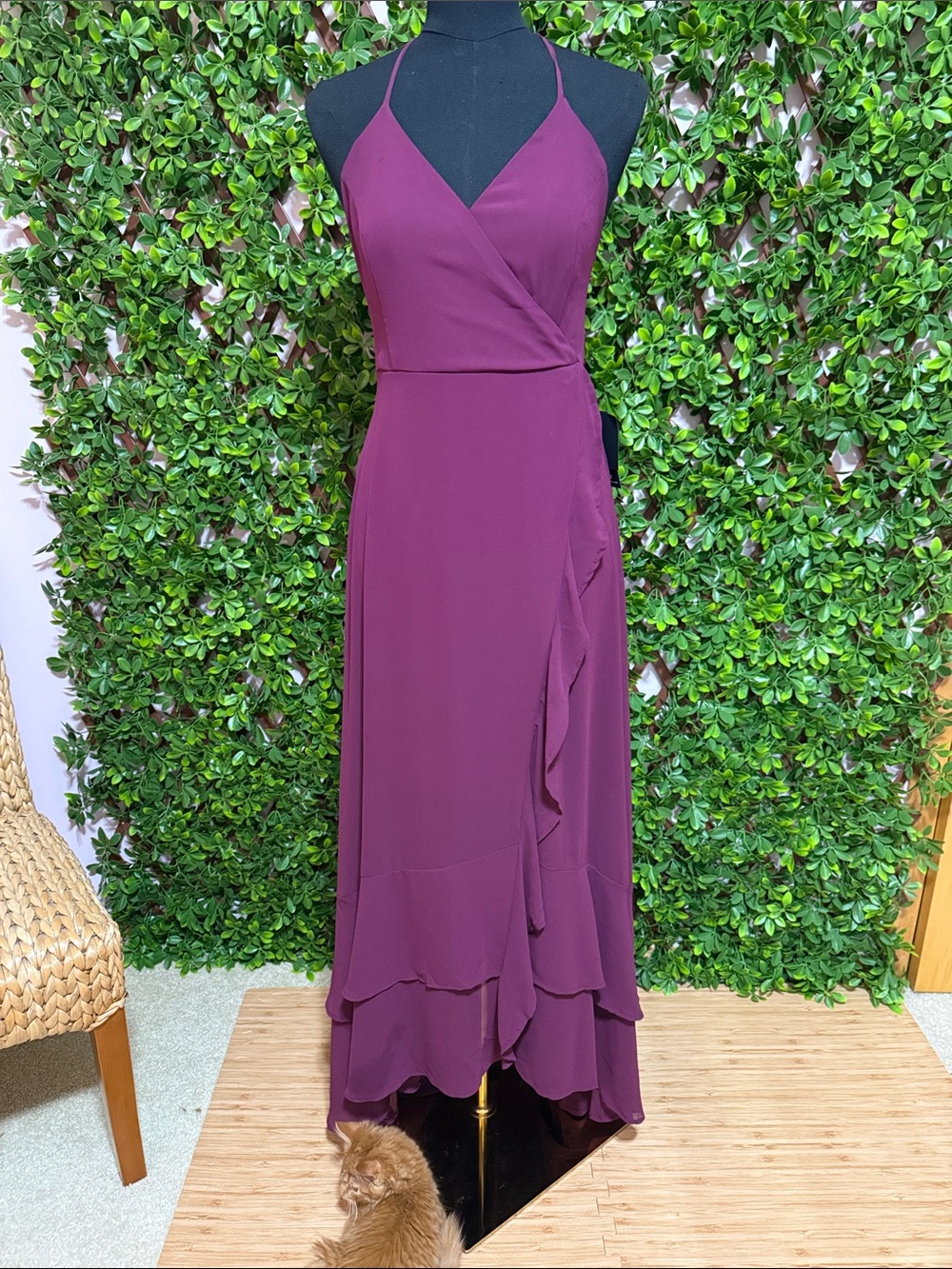 NWT-In Love Forever Plum Lace-Up High-Low Maxi Dress - Picture 4 of 16